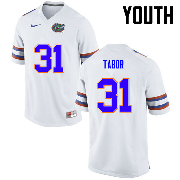 Youth Florida Gators #31 Teez Tabor College Football Jerseys-White - Click Image to Close